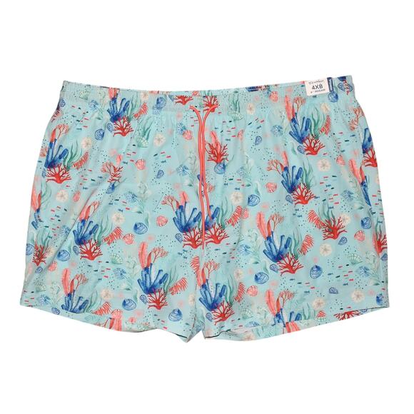 CARIBBEAN SWIMWEAR $50 Blue Coral Reef Swim Trunks Compression Liner Men's 4XB - Picture 1 of 3